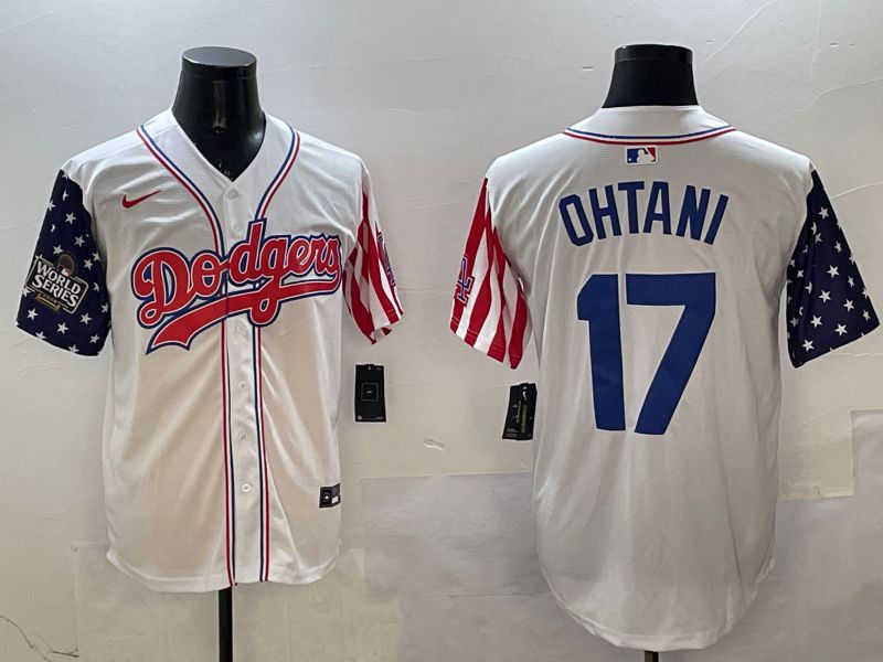 Men Los Angeles Dodgers #17 Ohtani White a generation of national flags Joint name 2025 Nike MLB Jersey style 14->los angeles dodgers->MLB Jersey